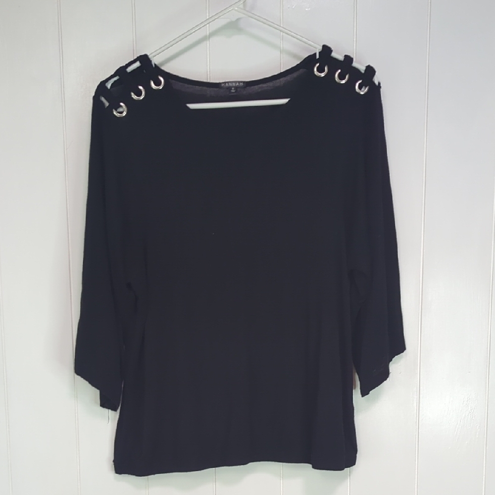 ❤️5/$25 Hannah Black Blouse with Metal Accents